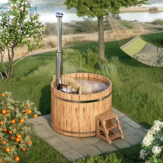 Fjordstamp Kyst – badtunna i trä/inbyggd värmare